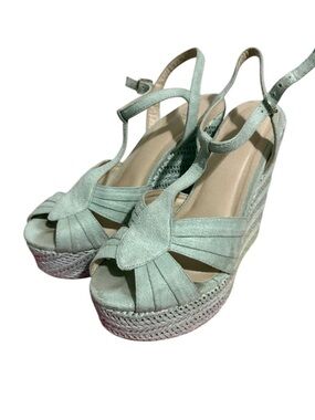 Women’s Mint Green Suede Wedge Sandals